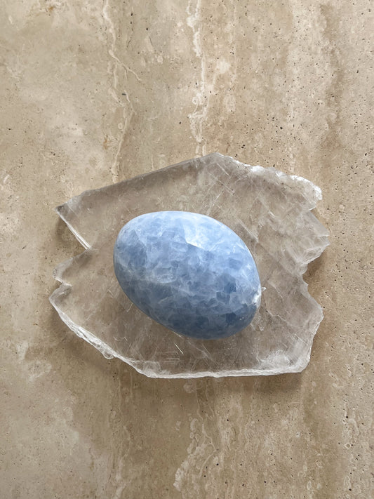 Blue Calcite Palm Stone