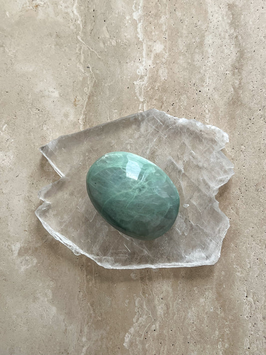 Green Moonstone Palm Stone